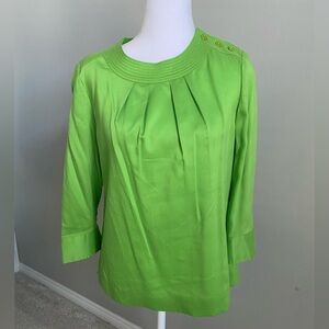 Talbots Women’s Boat Neck Size 2 Green Button-Detail Women's Top